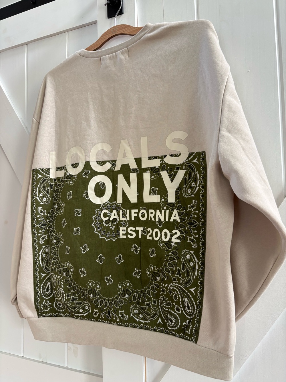 Vintage Havana Patchwork Bandana “Locals Only California” Oversized Sweatshirt